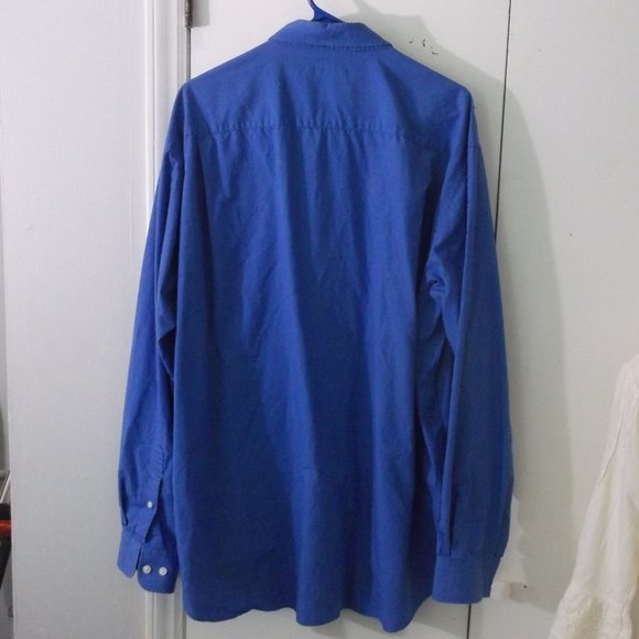 Nautica Blue Cotton Dress Shirt 17 1/2 Long Sleeve - Picture 3 of 4